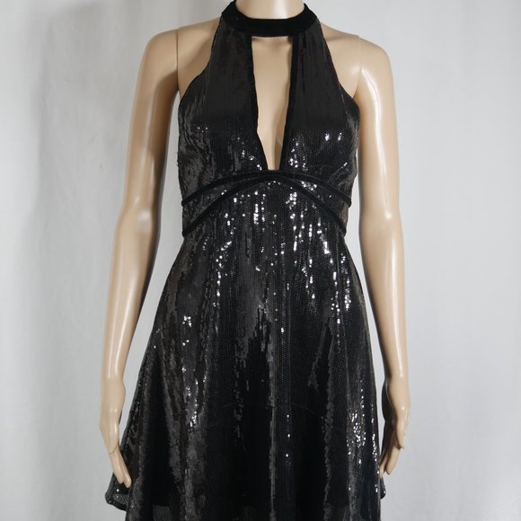 Free People | Dresses | Free People Film Noir Sequin Mini Dress Black Fit  And Flare Womens Size 2 Euc | Poshmark